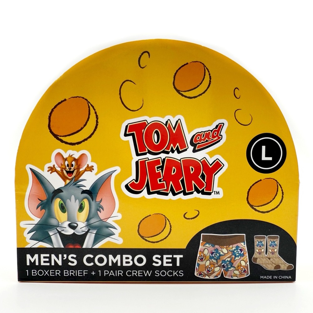 Tom and Jerry Boxer Briefs and Socks Gift Set Mens Large Underwear Fun Gift